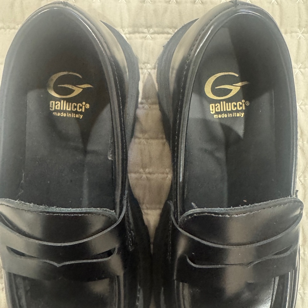 Gallucci Girls Black Leather Penny Loafers size 31 - Picture 2 of 5